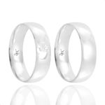 Par De Alianças Foscas Em Prata 950 Cravejada 24k80