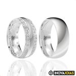 Par de Alianças Cravejadas de Namoro em Prata 950 - 24K111
