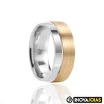 Par de Alianças de Namoro em Prata 950 com Ouro 10K - 24K114