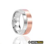 Par de Alianças de Namoro em Prata 950 Com Capa de Ouro 10K - 24K122