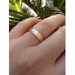 Par de Alianças Casamento Modelo Trabalhado Ouro 18k/750 5.00mm Reta Polida/Fosca - 10053