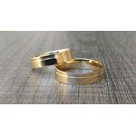 Par de Alianças Casamento Modelo Trabalhado Ouro 18k/750 5.00mm Reta Anatômica/Confort Fosca/Polida Com Pedra - 10100