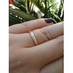 Par de Alianças Casamento Modelo Trabalhado Ouro 18k/750 2.80mm Abaulada Fosca Com Pedra - 10103