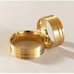 Par de Alianças Casamento Modelo Trabalhado Ouro 18k/750 8.00mm Reta Fosca Semi Anatômica/Semi Confort - 10111