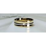 Par de Alianças Casamento Modelo Trabalhado Ouro 18k/750 6.00mm Côncava Anatômica/Confort Polida Com Ródio E Pedra - 10164