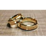 Par de Alianças Casamento Modelo Trabalhado Ouro 18k/750 6.00mm Levemente Côncava Anatômica/Confort Polida Com Pedras - 10169