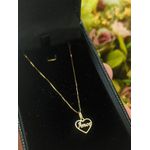 Colar Com Pingente Coração Amor Pequeno Ouro 18k/750