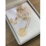 Colar Com Pingente Nossa Senhora Aparecida 15mm Ouro 18K