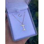 Colar Com Pingente Letra Personalizado 15mm Ouro 18K 