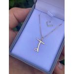 Colar Com Pingente Letra Personalizado 15mm Ouro 18K 
