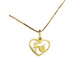 Colar Com Pingente Coração Fé Pequeno Ouro 18k/750 