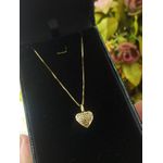 Colar Com Pingente Coração Trabalhado Médio Ouro 18k/750 