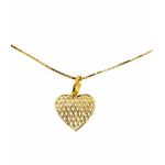 Colar Com Pingente Coração Trabalhado Pequeno Ouro 18k/750 