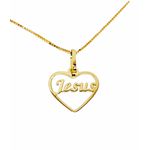Colar Com Pingente Coração Jesus Pequeno Ouro 18k/750 