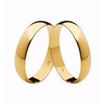Par de Alianças Casamento Modelo Tradicional Ouro 18k/750 4.00mm Abaulada Polida - 10011