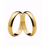 Par de Alianças Casamento Modelo Tradicional Ouro 18k/750 4.00mm Abaulada Polida - 10012