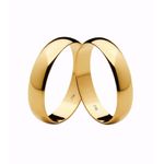 Par de Alianças Casamento Modelo Tradicional Ouro 18k/750 4.40mm Abaulada Polida - 10014