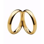 Par de Alianças Casamento Modelo Tradicional Ouro 18k/750 4.00mm Abaulada Polida Anatômica/Confort - 10026