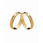 Par de Alianças Casamento Modelo Diamantado Trabalhado Ouro 18k/750 4.00mm Reta Polida - 10039