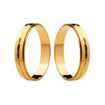 Par de Alianças Casamento Modelo Diamantado Trabalhado Ouro 18k/750 4.00mm Reta Polida - 10040