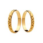 Par de Alianças Casamento Modelo Diamantado Ouro 18k/750 3.00mm Abaulada Polida - 10042