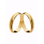 Par de Alianças Casamento Modelo Trabalhado Ouro 18k/750 4.00mm Abaulada Friso Central Polida - 10044