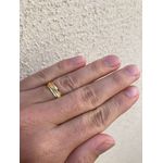 Par de Alianças Casamento Modelo Trabalhado Ouro 18k/750 5.00mm Reta Polida Com Ródio - 10056