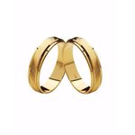 Par de Alianças Casamento Modelo Trabalhado Ouro 18k/750 5.00mm Reta Polida Com Ródio - 10056