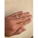 Par de Alianças Casamento Modelo Diamantado Trabalhado Ouro 18k/750 5.50mm Reta Polida Com Ródio - 10059