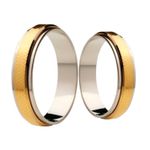 Par de Alianças Casamento Modelo Trabalhado Ouro 18k/750 5.00mm Reta Trabalhada Polida - 10065