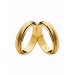Par de Alianças Casamento Modelo Trabalhado Ouro 18k/750 5.00mm Reta Polida - 10066