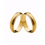 Par de Alianças Casamento Modelo Trabalhado Ouro 18k/750 5.00mm Reta Polida/Fosca Com Ródio - 10068