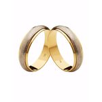 Par de Alianças Casamento Modelo Trabalhado Ouro 18k/750 5.00mm Reta Polida/Fosca Com Ródio - 10071