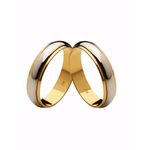 Par de Alianças Casamento Modelo Trabalhado Ouro 18k/750 5.00mm Reta Polida/Fosca Com Ródio - 10071