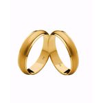 Par de Alianças Casamento Modelo Trabalhado Ouro 18k/750 5.00mm Reta Polida/Fosca Com Ródio - 10071