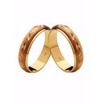 Par de Alianças Casamento Modelo Diamantado Ouro 18k/750 5.00mm Reta Fosca - 10075