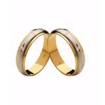 Par de Alianças Casamento Modelo Diamantado Ouro 18k/750 5.00mm Reta Fosca - 10075