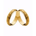 Par de Alianças Casamento Modelo Diamantado Ouro 18k/750 5.00mm Reta Fosca - 10075