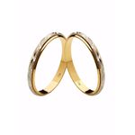 Par de Alianças Casamento Modelo Diamantado Ouro 18k/750 2.70mm Reta Fosca Com Ródio - 10076
