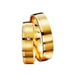 Par de Alianças Casamento Modelo Trabalhado Ouro 18k/750 4.50mm Reta Fosca Anatômica/Confort Com Pedra -10080