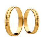 Par de Alianças Casamento Modelo Diamantado Trabalhado Ouro 18k/750 3.50mm Reta Polida - 10081