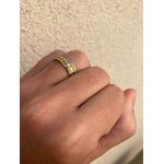 Par de Alianças Casamento Modelo Trabalhado Ouro 18k/750 7.00mm Reta Polida Com Ródio - 10083
