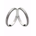 Par de Alianças Casamento Modelo Trabalhado Ouro 18k/750 2.80mm Abaulada Fosca Com Pedra - 10103