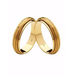 Par de Alianças Casamento Modelo Trabalhado Ouro 18k/750 5.00mm Abaulada Fosca/Polida Com Pedra - 10106