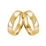 Par de Alianças Casamento Modelo Trabalhado Ouro 18k/750 4.80mm Abaulada Anatômica/Confort Fosca Com Pedra - 10115
