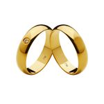 Par de Alianças Casamento Modelo Tradicional Ouro 18k/750 5.00mm Abaulada Polida Com Pedra - 10118
