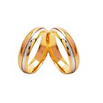 Par de Alianças Casamento Modelo Trabalhado Ouro 18k/750 5.00mm Abaulada Anatômica/Confort Polida Com Ródio -10133