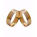Par de Alianças Casamento Modelo Trabalhado Ouro 18k/750 5.70mm Reta Anatômica/Confort Polida Com Ródio - 10139