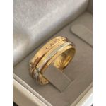 Par de Alianças Casamento Modelo Trabalhado Tricolor Ouro 18k/750 7.30mm Reta Polida Anatômica Com Pedras - 10146