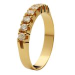 Meia Aliança Em Ouro 18k/750 3.40mm De Largura Reta Polida Com 7 Pedras De 2.50mm - 10157